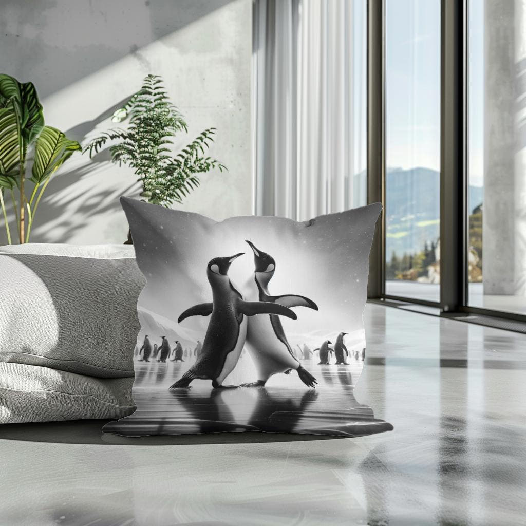 Ice Ballet: Penguin Duo Cotton Cushion - Secondary Image 3