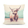 Pastel Highland Cow Minimalism Cotton Cushion - Main Image