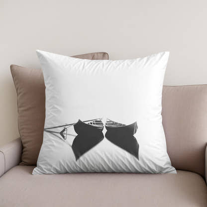 Twin Boats at Rest Cotton Cushion - Secondary Image