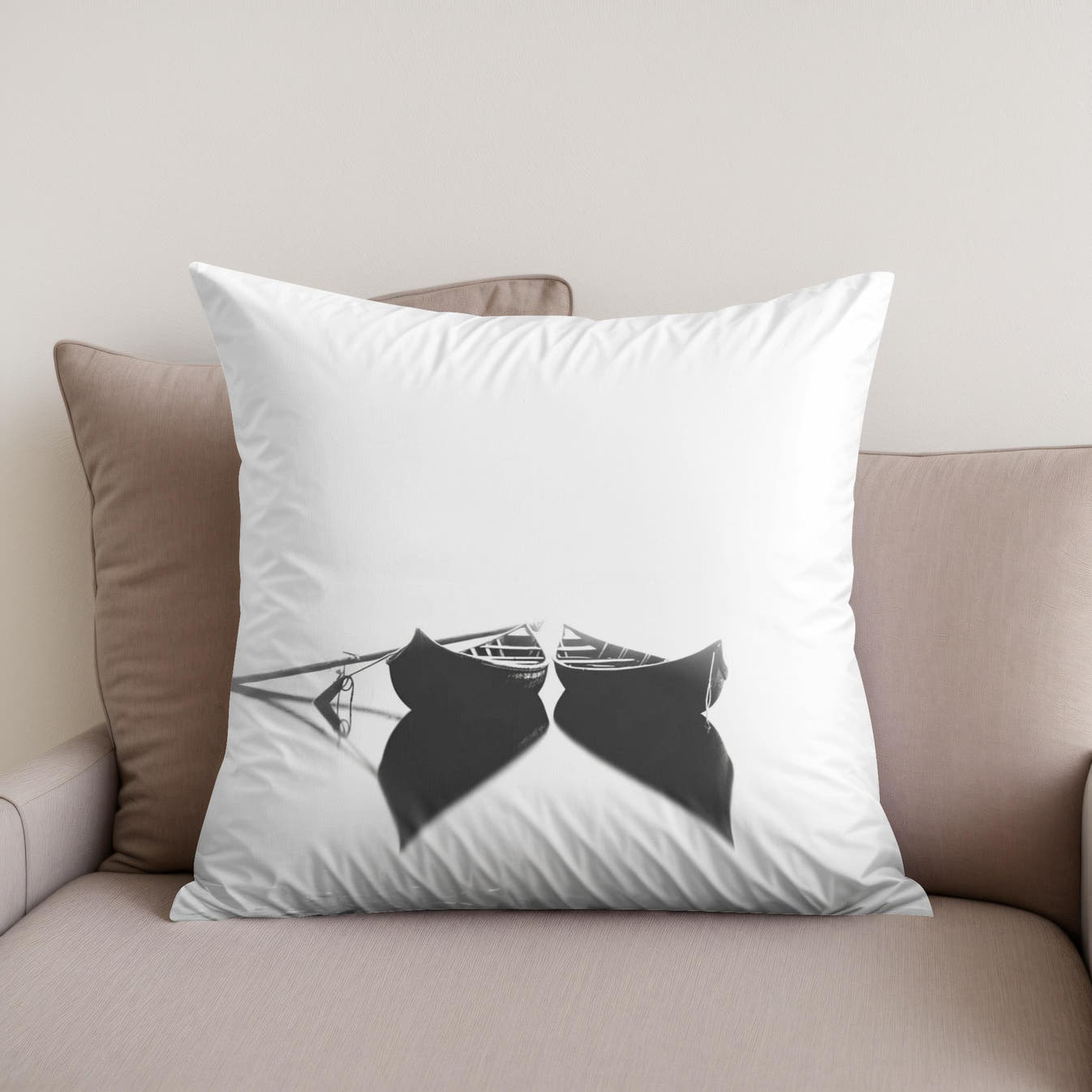 Twin Boats at Rest Cotton Cushion - Secondary Image