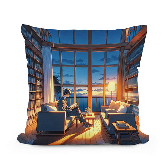 Twilight Library Calm Cotton Cushion - Main Image