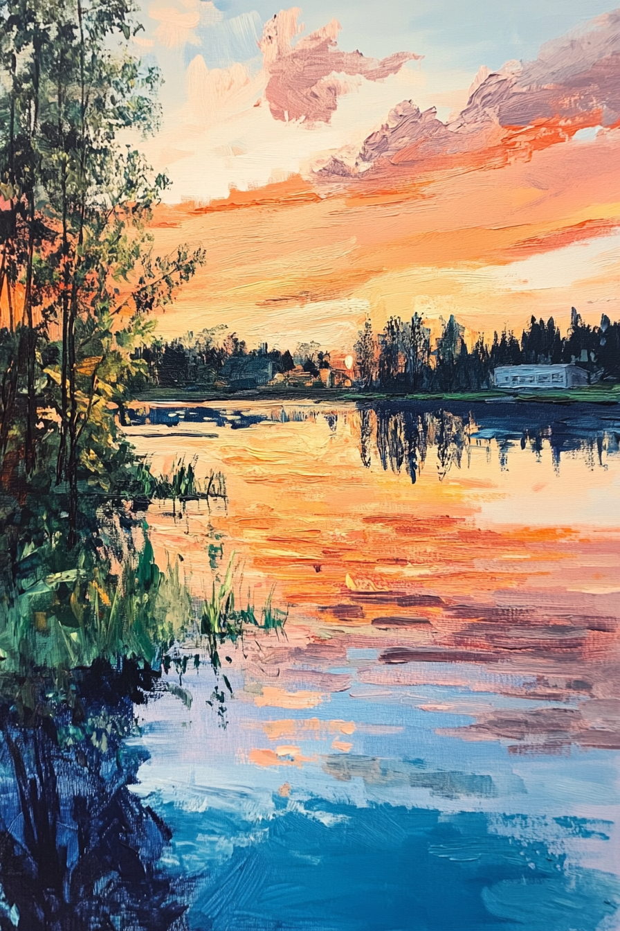 Ume River Sunset Canvas