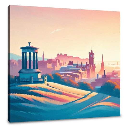 Edinburgh's Calton Hill Sunrise Minimalism Canvas - Main Image