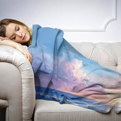 Melancholic Ocean Horizon Blanket - Secondary Image