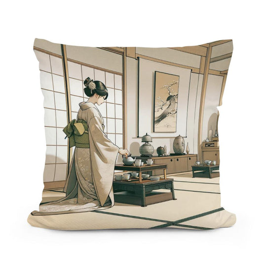 Tranquil Kimono Ceremony Cotton Cushion - Main Image