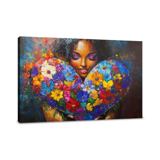 Floral Heart Embrace Canvas - Main Image