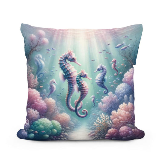 Seahorse Reef Cotton Pillow - Main Image