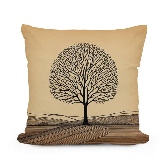 Silhouette Solace Tree Cotton Cushion - Main Image