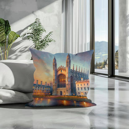 Cambridge King's College Chapel Dusk Impression Cotton Cushion - Secondary Image 3