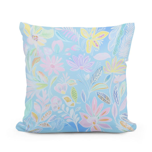 Pastel Folk Blossoms Cotton Cushion - Main Image