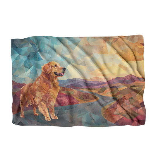 Geometric Golden Retriever Blanket - Main Image
