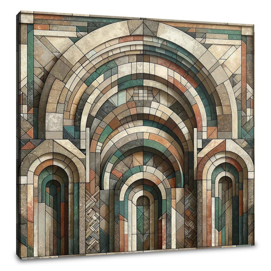 Geometric Harmony of Rustic Arches Canvas - Main Image