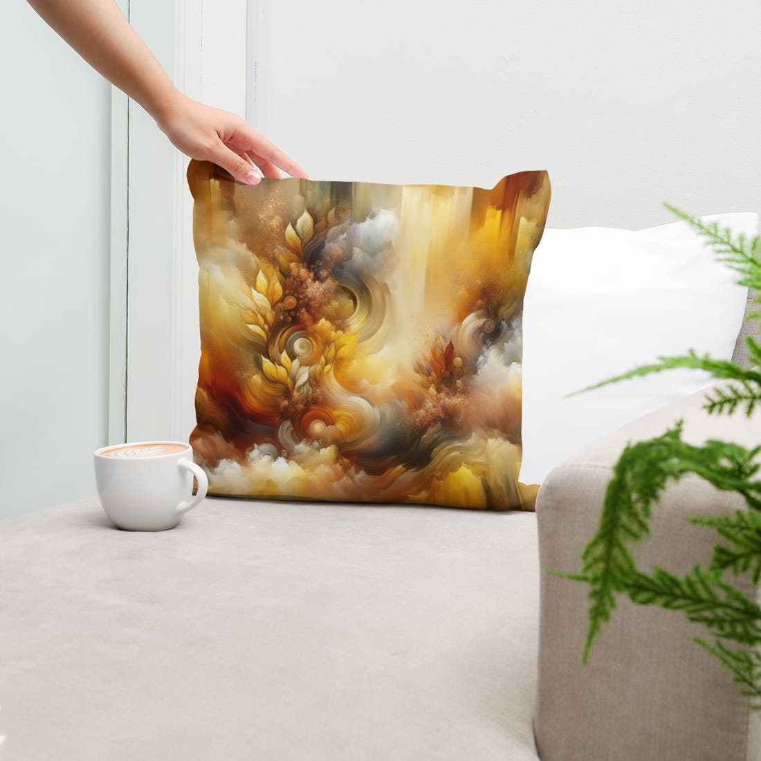 Autumn's Radiance Cotton Cushion - Secondary Image 5