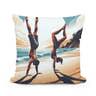 Seaside Acrobatics: Joyful Balance Cotton Cushion - Main Image