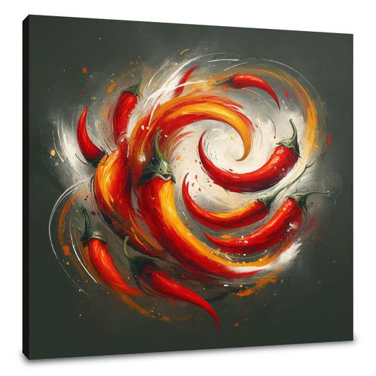 Fiery Pepper Swirls Canvas - Main Image