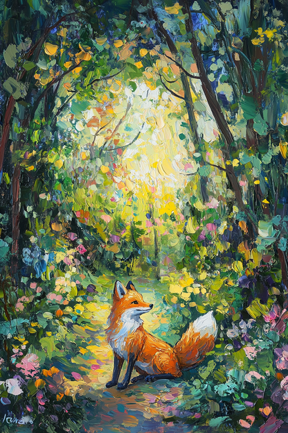 Vibrant Fox Woodland Blanket