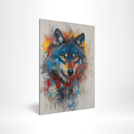 Vibrant Wolf on Grey Acrylic Print Hero Image