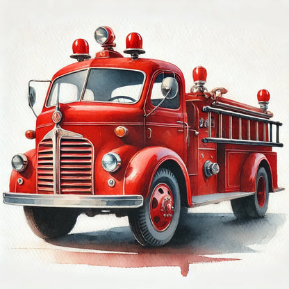 Vintage Fire Truck Cotton Pillow