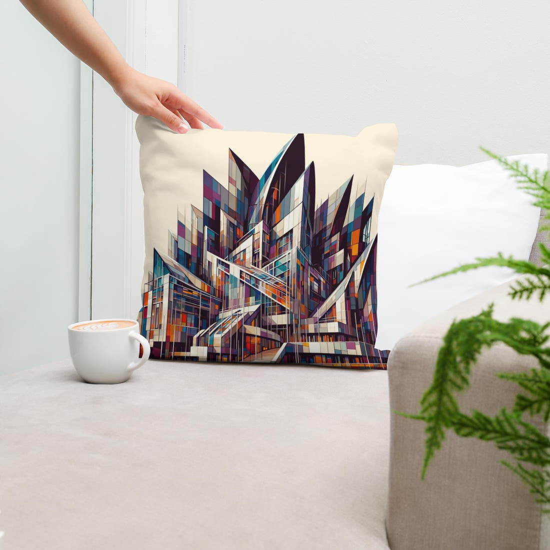 Edinburgh Scottish Parliament Abstract Vision Cotton Cushion - Secondary Image 5