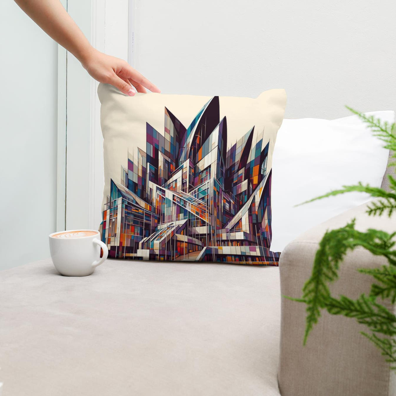 Edinburgh Scottish Parliament Abstract Vision Cotton Cushion - Secondary Image 5