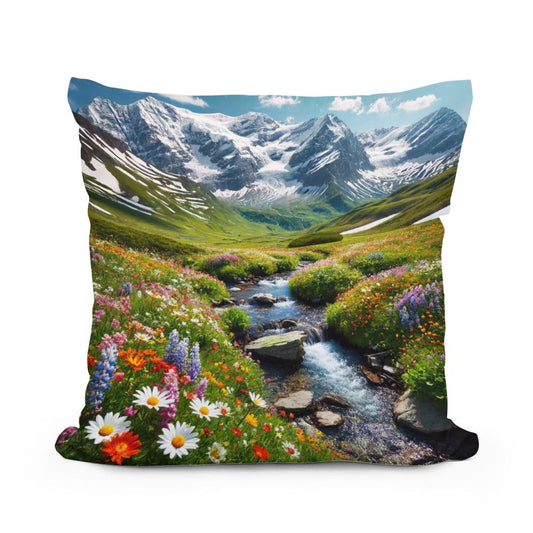 Alpine Bloom Cotton Pillow - Main Image