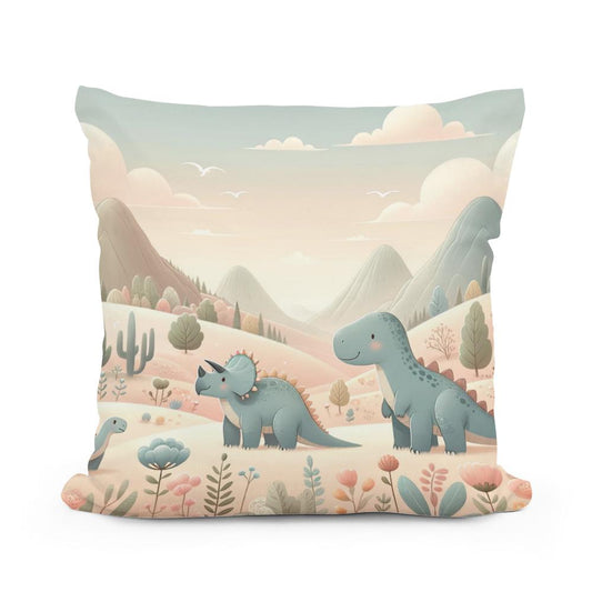 Dinosaur Meadow Cotton Pillow - Main Image