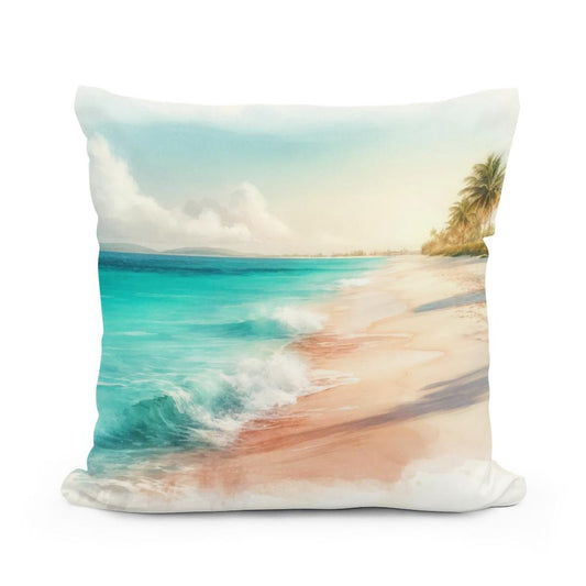 Idyllic Beach Cotton Pillow - Main Image