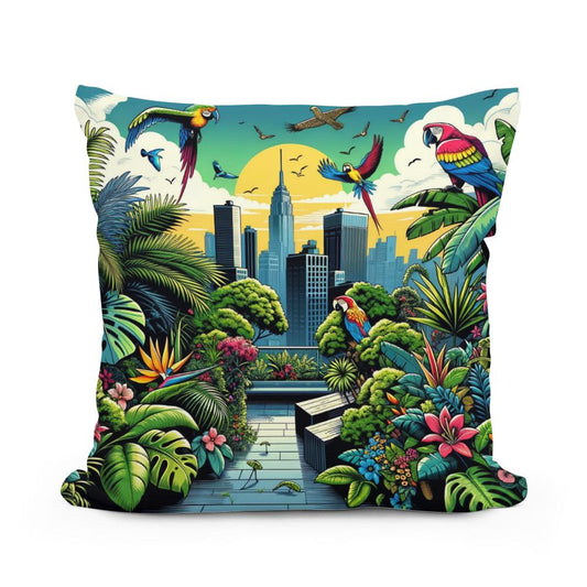 Urban Jungle View Cotton Cushion - Main Image