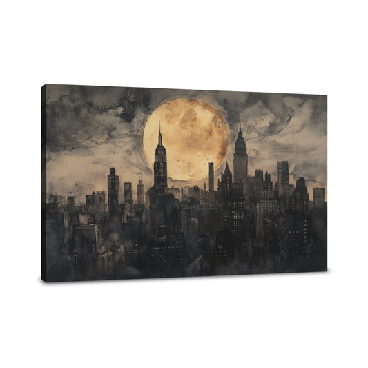 Moonlit Metropolis Canvas - Main Image