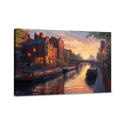 Birmingham Canal Sunset Harmony Canvas - Main Image
