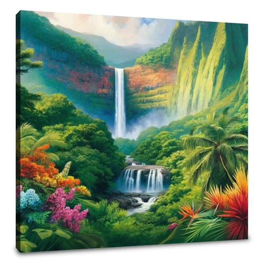 Tropical Waterfall Splendor Canvas - Main Image
