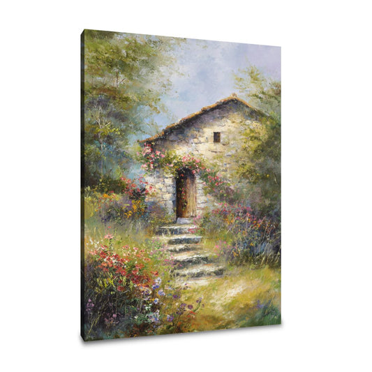 Stone Cottage on Hill Canvas - Main Image