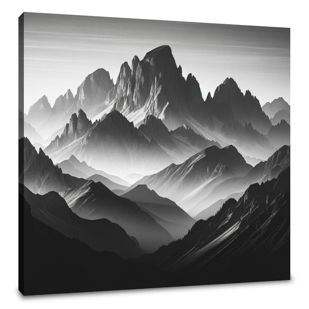 Dawn's Majesty: Mountain Silhouette Canvas - Main Image