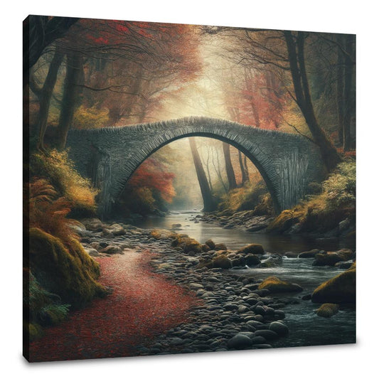 Autumn Bridge Solitude Canvas - Main Image