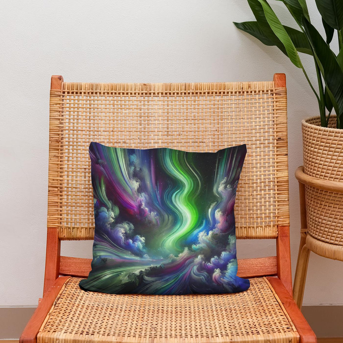 Dreamlike Northern Lights Cotton Pillow - Secondary Image 2