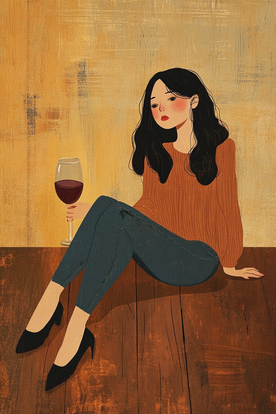 Woman with Wine Canvas