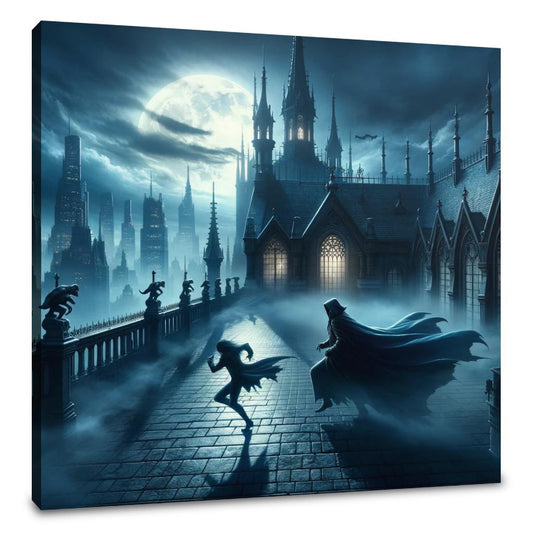 Gothic Rooftop Pursuit Canvas - Main Image