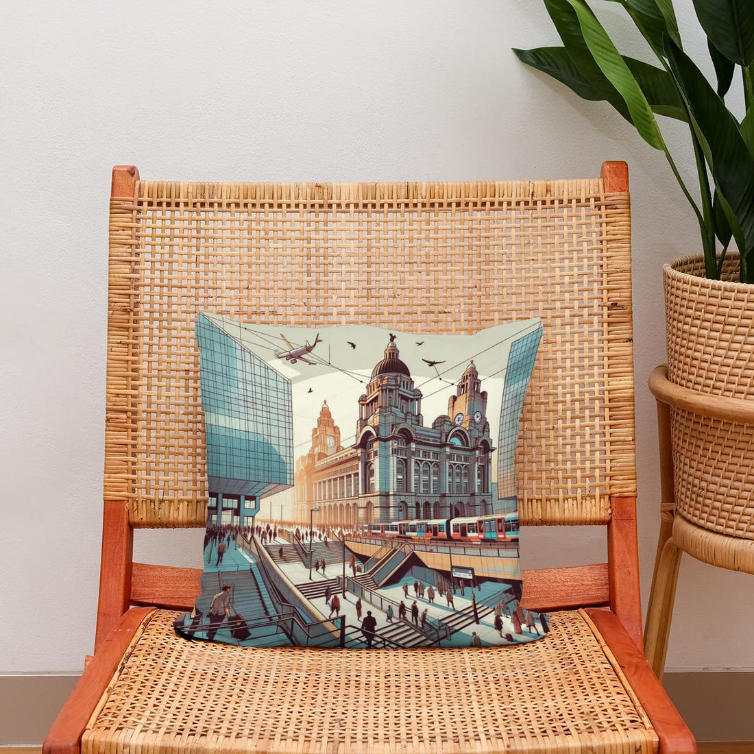 Liverpool Lime Street Nexus Cotton Cushion - Secondary Image 2