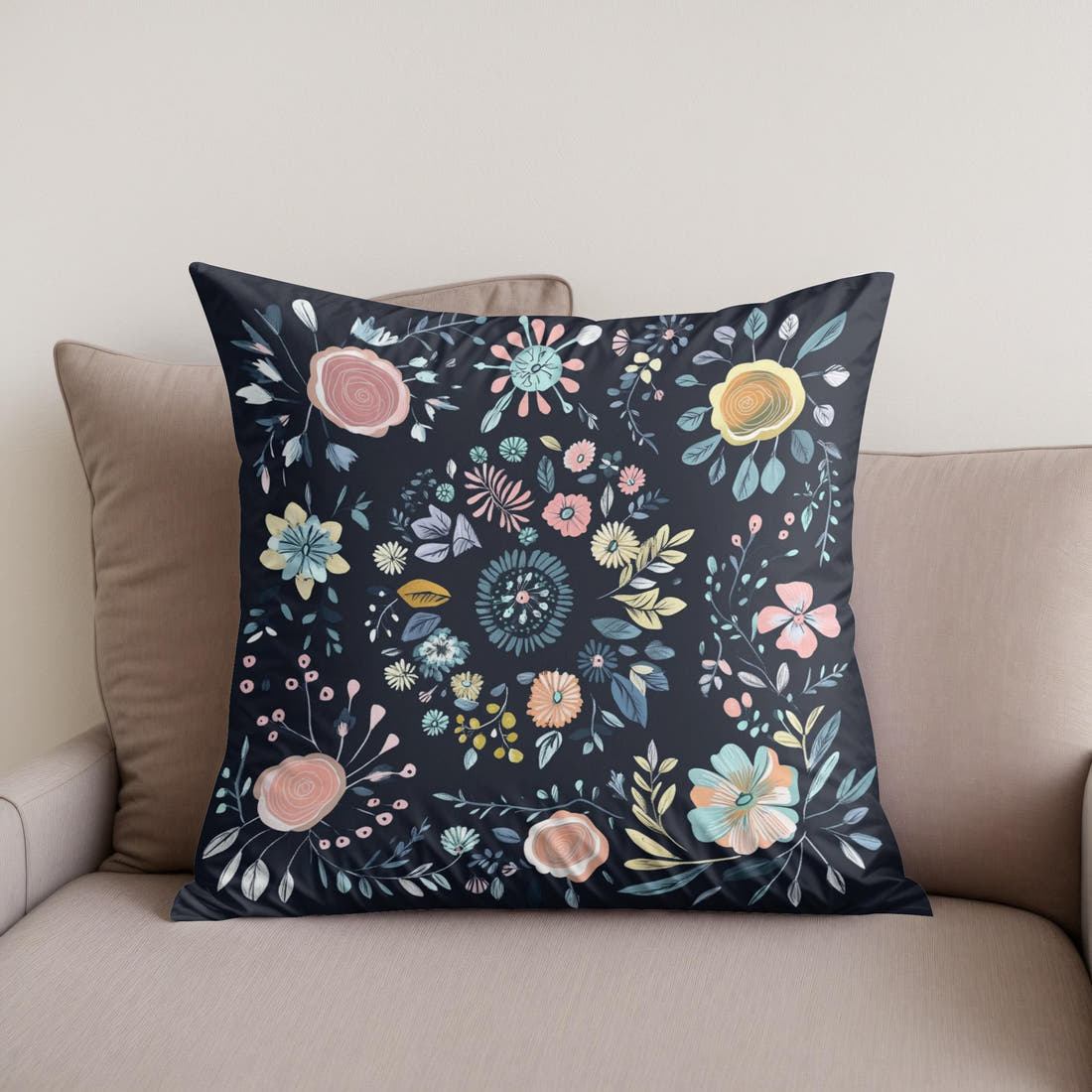 Pastel Rosette Cotton Cushion - Secondary Image
