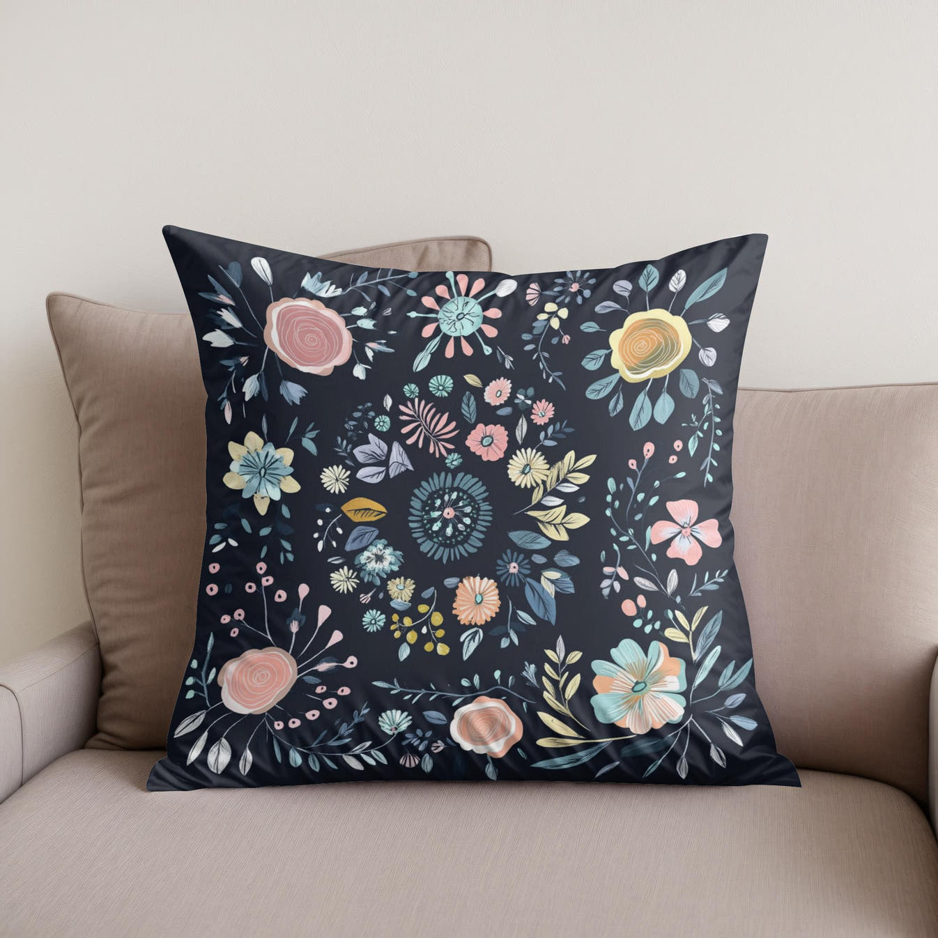Pastel Rosette Cotton Cushion - Secondary Image