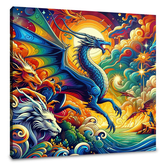 Dragon Fantasy Pop Art Fusion Canvas - Main Image