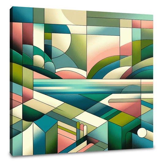 Serene Geometric Landscape Canvas - Main Image