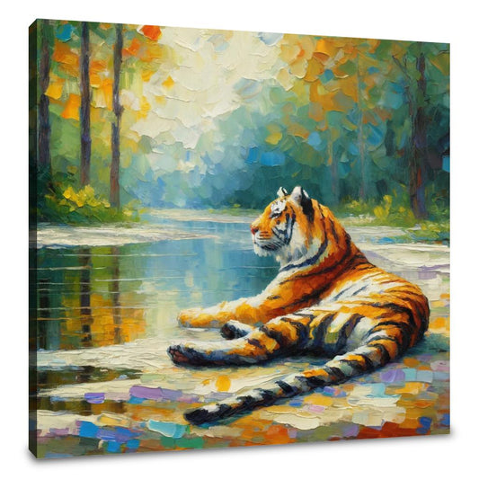 Tranquil Pond Tiger Canvas - Main Image