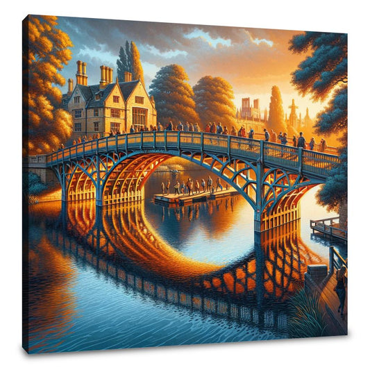 Sunset Serenity at Mathematical Bridge Canvas - Main Image