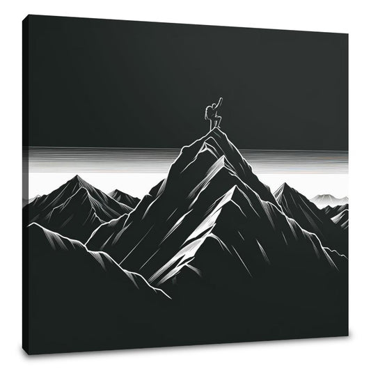 Mountaineering Adventure in Dark Tones Canvas - Main Image
