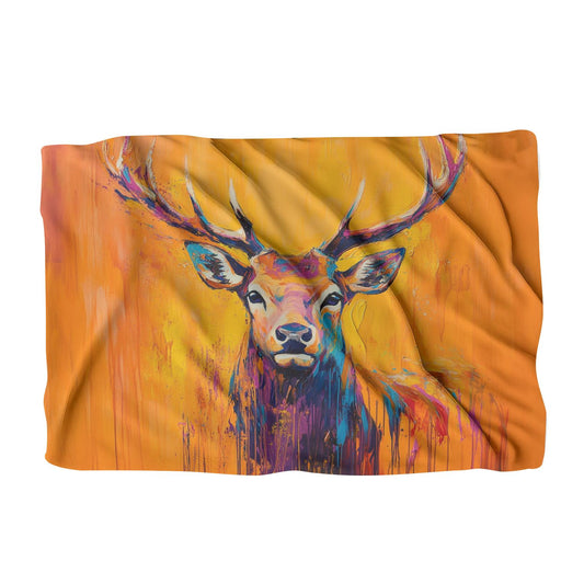 Vibrant Deer on Orange Blanket - Main Image