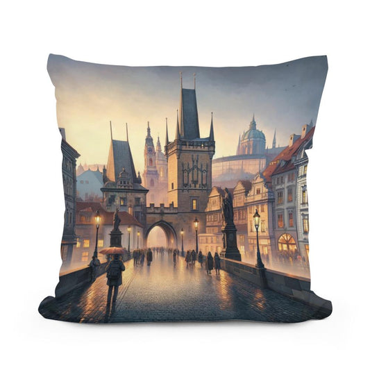 Prague Panorama Cotton Pillow - Main Image