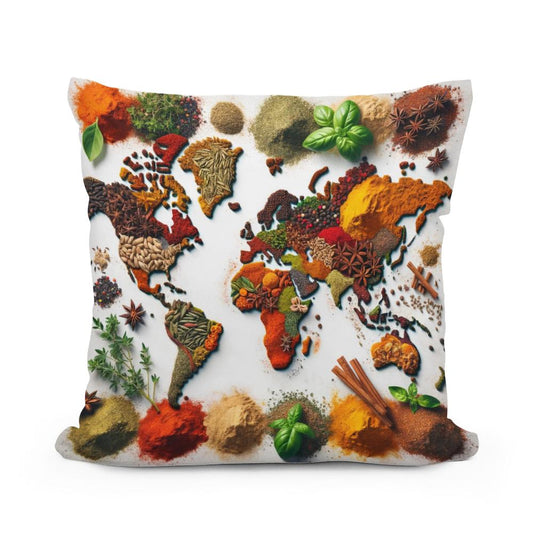 Spice World Map Cotton Cushion - Main Image