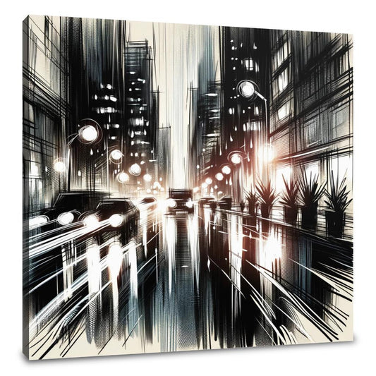 Rainy Night Reflections Canvas - Main Image