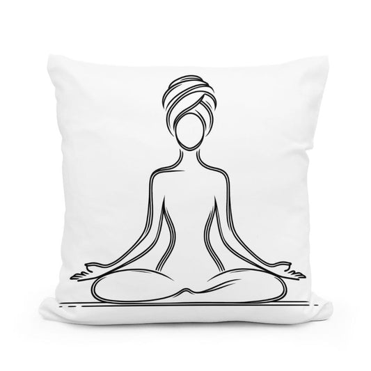 Yoga Serenity Silhouette Cotton Cushion - Main Image